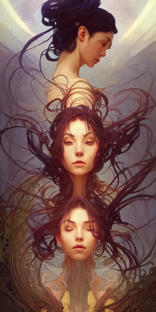 Image similar to otherworldly, intricate, highly detailed, digital painting, artstation, concept art, smooth, sharp focus, illustration, Unreal Engine 5, 8K, art by artgerm and greg rutkowski and alphonse mucha, by Jesper Ejsing, by RHADS, Makoto Shinkai and Lois van baarle, ilya kuvshinov, rossdraws