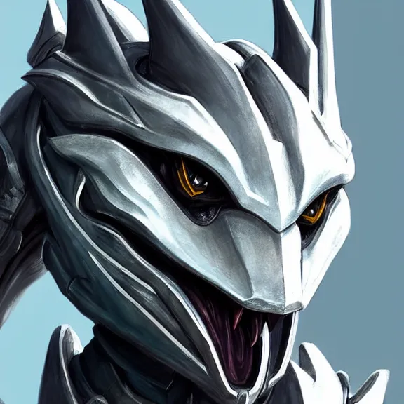 Prompt: high quality close up headshot of a cute beautiful stunning robot anthropomorphic female dragon, with sleek silver armor, a black OLED visor over the eyes, facing the camera, maw open and about to eat you, you being dragon food, the open maw being detailed and soft, highly detailed digital art, furry art, anthro art, sci fi, warframe art, destiny art, high quality, 3D realistic, dragon mawshot, furry mawshot, macro art, dragon art, Furaffinity, Deviantart