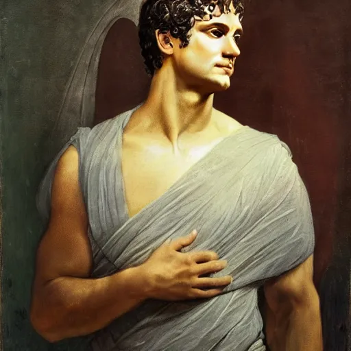 Image similar to bosski roman as greek god portrait