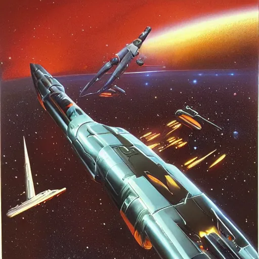 Image similar to science - fiction novel cover art by peter elson, syd mead, detailed, cinematic,