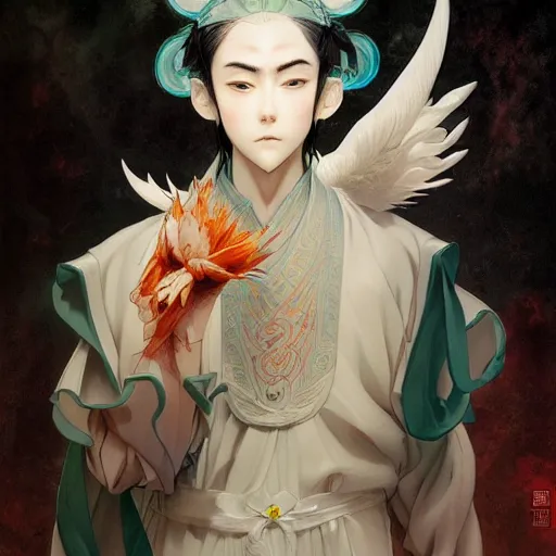 Image similar to prompt : xianxia hero character portrait soft light painted by james jean and katsuhiro otomo and erik jones, inspired by evangeleon anime, smooth face feature, intricate oil painting, high detail illustration, sharp high detail, manga and anime 1 9 9 9