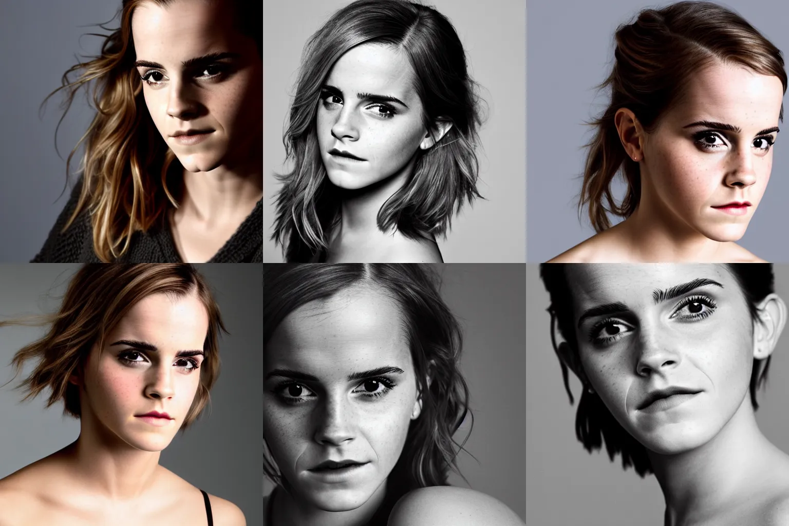 Prompt: Emma Watson showing strong emotion, headshot, close-up, studio lighting, 200mm, canon, f/22