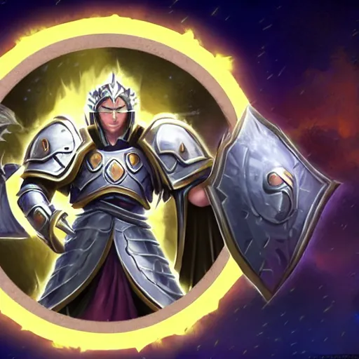 Image similar to animated armor that looks with a sun emblem on his chest, far - mid shot photo, style of magic the gathering, dungeons and dragons, fantasy, intimidating