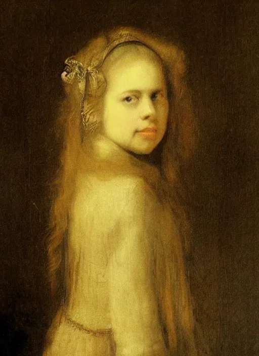 Prompt: avril lavigne. by rembrandt, 1 6 6 7