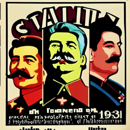 Prompt: stalin became the president of america, color art in usa style 1 9 3 0 - s