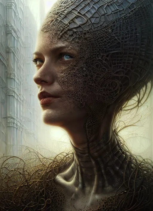 Image similar to closeup portrait shot of a broken building in a scenic dystopian environment, intricate, elegant, highly detailed, centered, digital painting, artstation, concept art, smooth, sharp focus, illustration, artgerm, tomasz alen kopera, peter mohrbacher, donato giancola, joseph christian leyendecker, wlop, boris vallejo