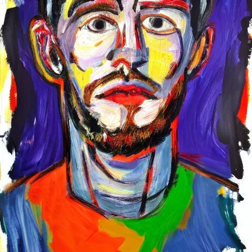 Image similar to giga chad portrait, expressionism