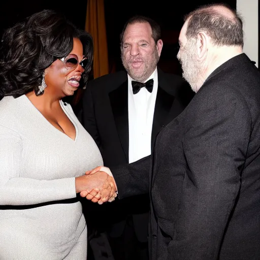 Prompt: oprah winfrey shaking hands with harvey weinstein