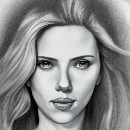 Image similar to a pencil scetch of scarlett johansson