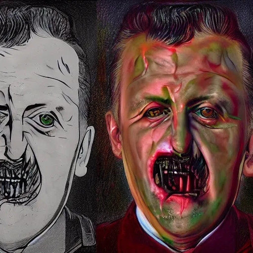 Image similar to igor ivanovich strelkov became a bloody lovecraftian degenerate abomination, photo - realistic, color image, 2 k, highly detailed, bodyhorror, occult art