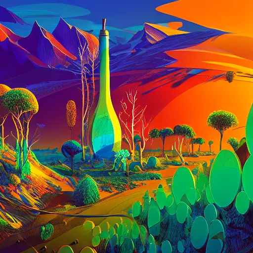 Prompt: alcohol under the microscope, Bright colors, fantastic landscape, hyperrealism, no blur, 4k resolution, ultra detailed, style of Anton Fadeev, Ivan Shishkin, John Berkey