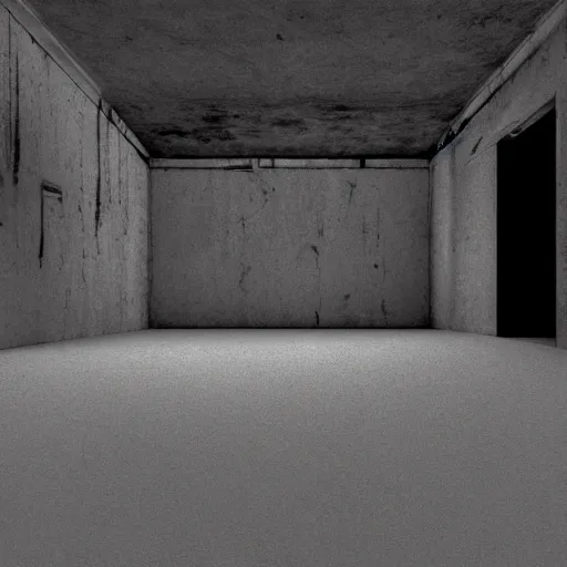 Image similar to gritty, cinematic, liminal space, 3d render, photorealism