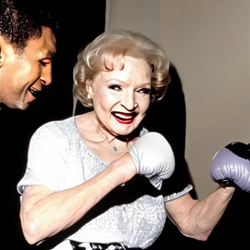 Image similar to betty white boxing against mike tyson