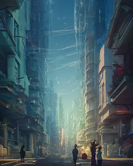 Prompt: highly detailed surreal vfx portrait of an incredible cityscape, stephen bliss, unreal engine, greg rutkowski, loish, rhads, beeple, makoto shinkai and lois van baarle, global illumination, detailed and intricate environment