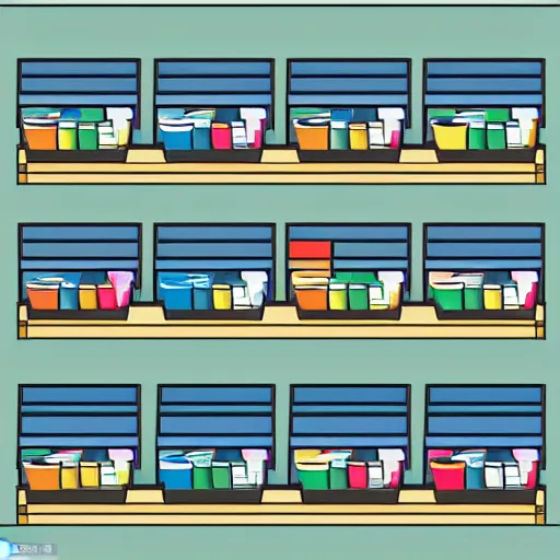 Image similar to cash register in foreground shelves of buliding supplies in the background vector art