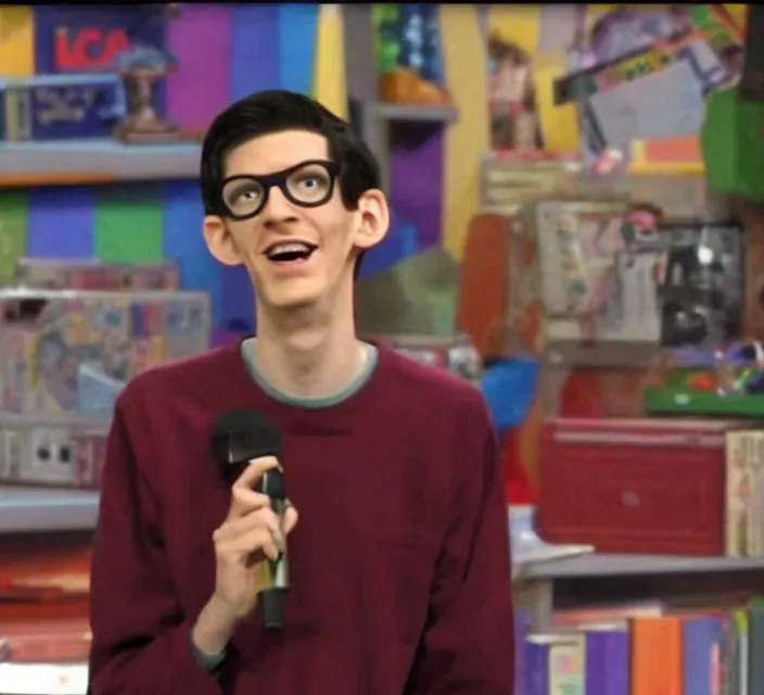 Prompt: a screenshot of neil cicierega in icarly ( 2 0 0 9 ), vhs quality, low quality