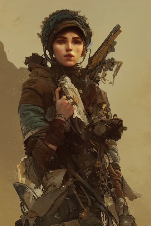 Image similar to A full portrait of a beautiful post apocalyptic Polish explorer, intricate, elegant, highly detailed, digital painting, artstation, concept art, smooth, sharp focus, illustration, art by Krenz Cushart and Artem Demura and alphonse mucha