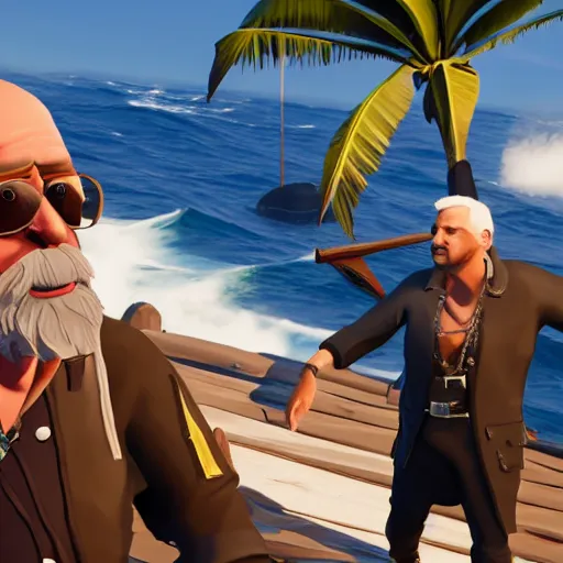 Image similar to Gameplay screenshot of Bernie Sanders in Sea of Thieves, Unreal Engine