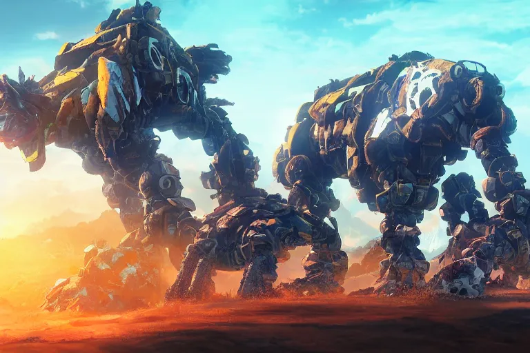 Prompt: shellsnapper machine mecha animal beast robot of horizon forbidden west horizon zero dawn bioluminiscence global illumination ray tracing hdr fanart arstation by sung choi and eric pfeiffer and gabriel garza and casper konefal