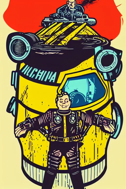 Image similar to fallout 7 6 retro futurist illustration art by butcher billy, sticker, colorful, illustration, highly detailed, simple, smooth and clean vector curves, no jagged lines, vector art, smooth andy warhol style