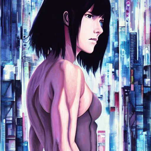 Image similar to ghost in the shell painting