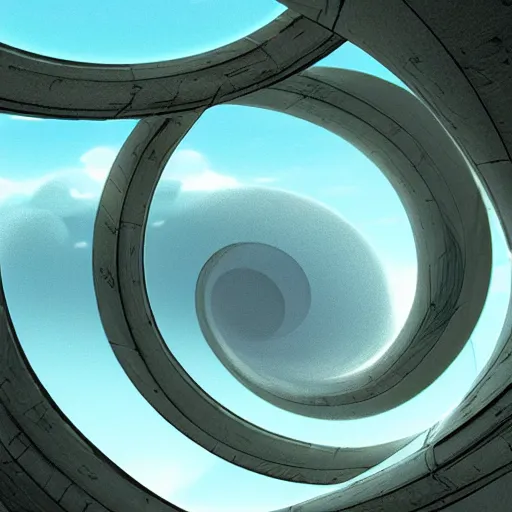 Prompt: a beautiful concept inside of a o'neill cylinder , vanishing point, artstation, looking up, ring in the sky