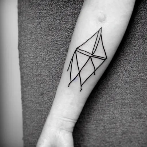 Prompt: tiny handpoke tattoo of a simplistic black and white geometric shape, doodle, sharpie, stick poke, lineart