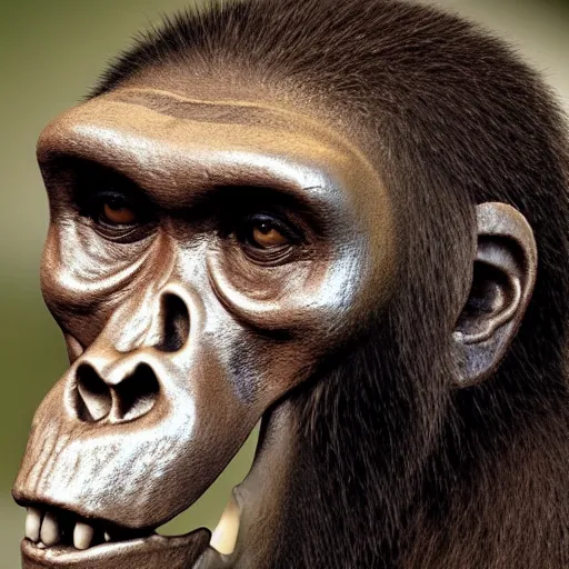 Image similar to modern humans meeting australopithecus afarensis, scientists, savanna, proto - humans