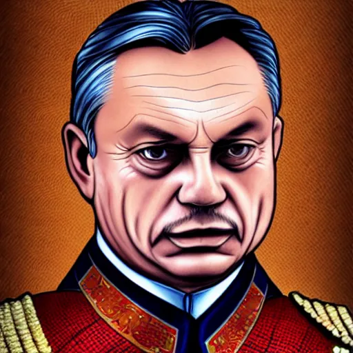 Prompt: id photo of a viktor orban in emperor outfit, art by victor stabin