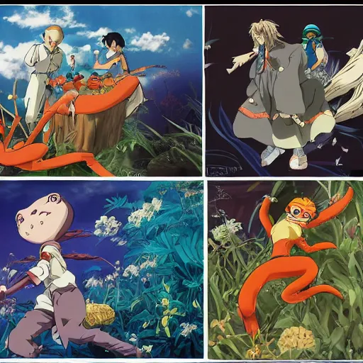 Image similar to anime, sharp focus, breath taking beautiful, Aesthetically pleasing, newts, happy, funny, silly digital concept art by Hayao Miyazaki and Akira Toriyama and Makoto Shinkai and Studio Ghibli, fine art, high definition, HDR, HD, 8K, award winning, trending, featured, masterful, dynamic, energetic, lively, elegant, Richly textured, Richly Colored, masterpiece.