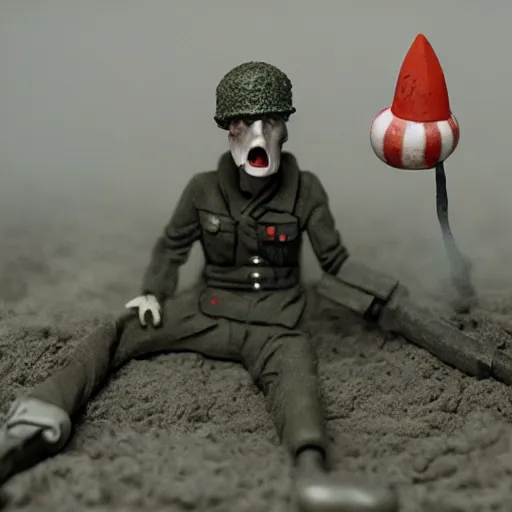 Prompt: world war ii, surrealistic detailed claymation art, dark, moody, foggy