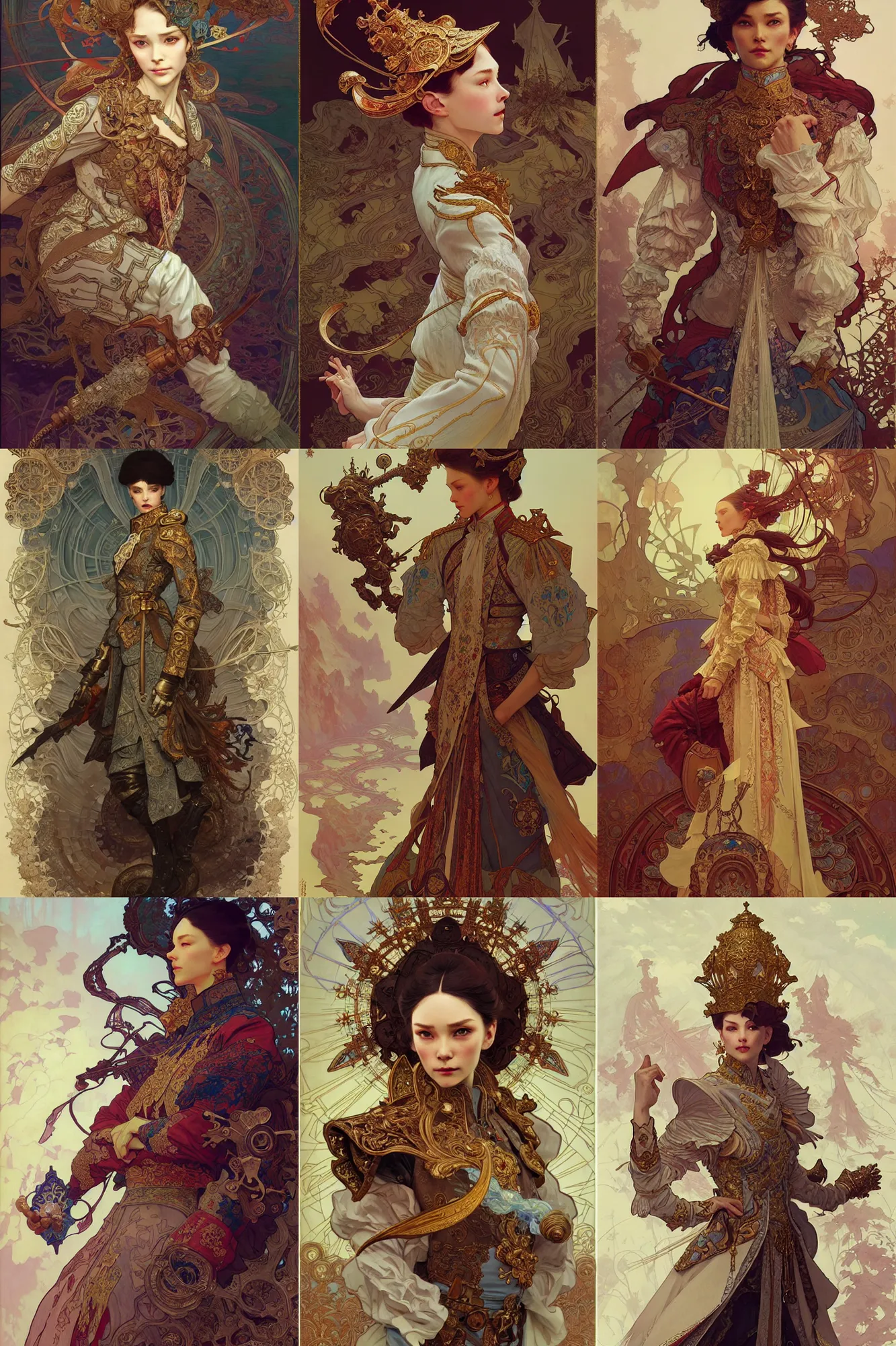 Prompt: tsar, russian clothes, fantasy, highly detailed, intricate, smooth, art by joseph leyendecker, peter mohrbacher, ruan jia, marc simonetti, ayami kojima, cedric peyravernay, alphonse mucha, victo ngai