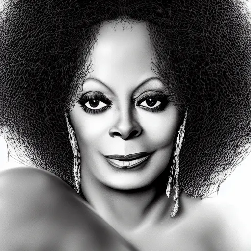 Prompt: Diana ross with the physique of a body builder, hyper realistic, ultra detailed, cinematic, dynamic lighting, photorealistic, refined, intricate, digital art, digital painting, masterpiece, 8k