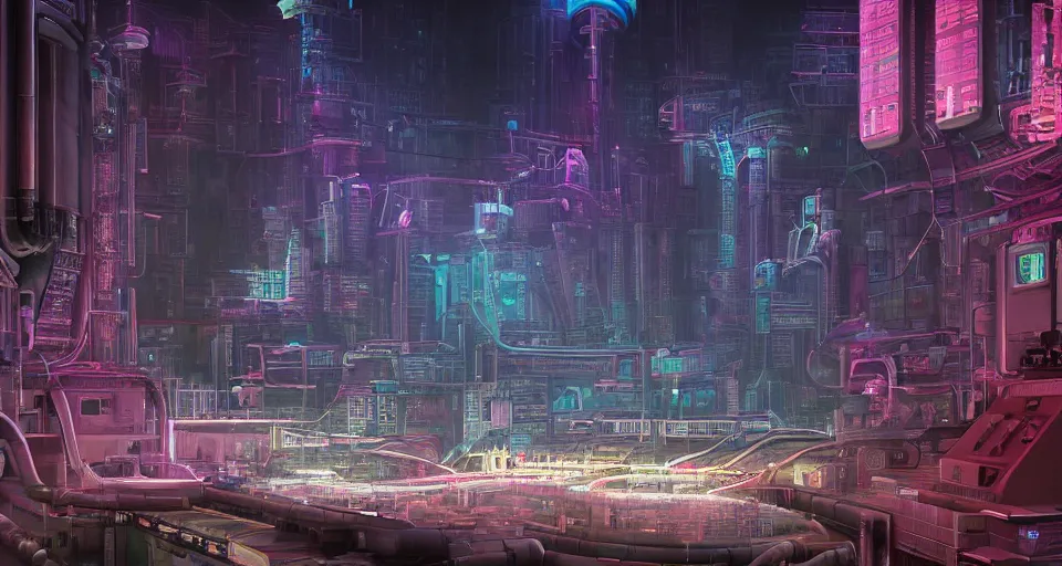 Isometric Cyberpunk City Wallpaper by patrika