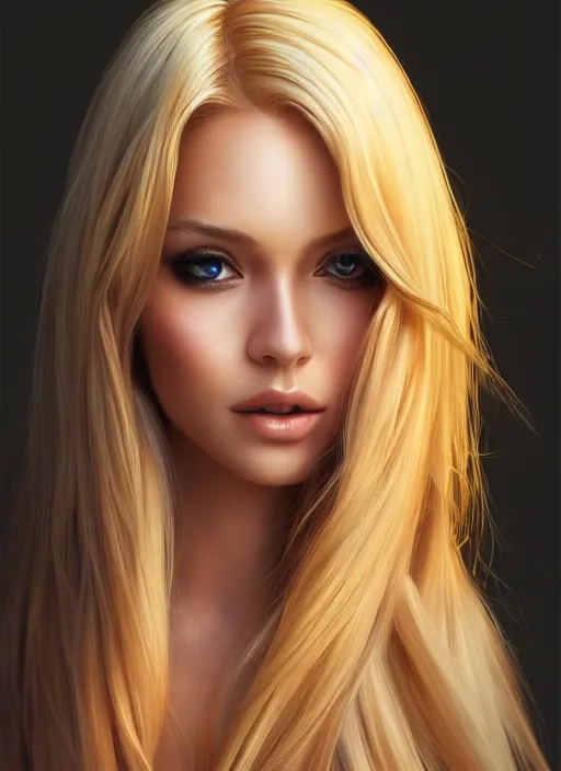 Image similar to image of a gorgeous female with long blonde hair in the style of stefan kostic, realistic, full body shot, wide angle, sharp focus, 8 k high definition, insanely detailed, intricate, elegant, art by stanley lau and artgerm, floating embers