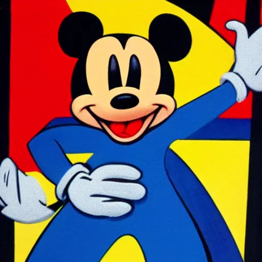 Image similar to cubism style depiction of mickey mouse winning a gold medal