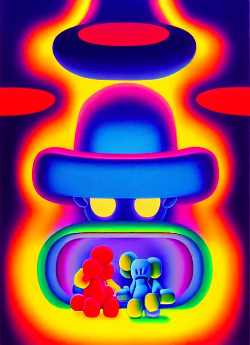 Prompt: night vibes by shusei nagaoka, kaws, david rudnick, airbrush on canvas, pastell colours, cell shaded!!!, 8 k
