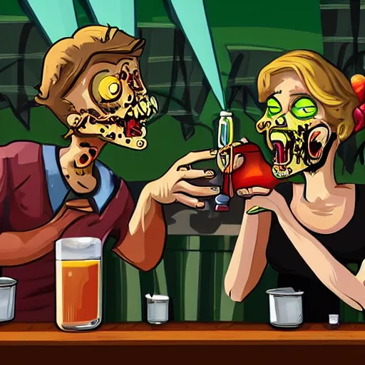 Image similar to zombies drinking at a pub