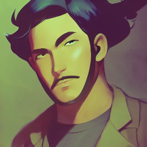 Image similar to Ernest Hemingway as Jake Barnes, ambient lighting, 4k, anime key visual, lois van baarle, ilya kuvshinov, rossdraws, artstation