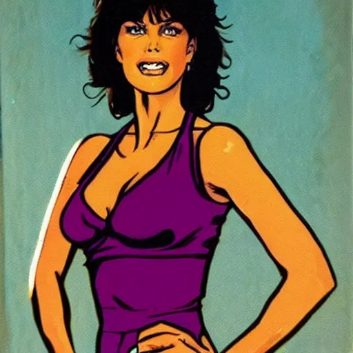 Image similar to a 1 9 8 0 s comic book painting of lisa rinna