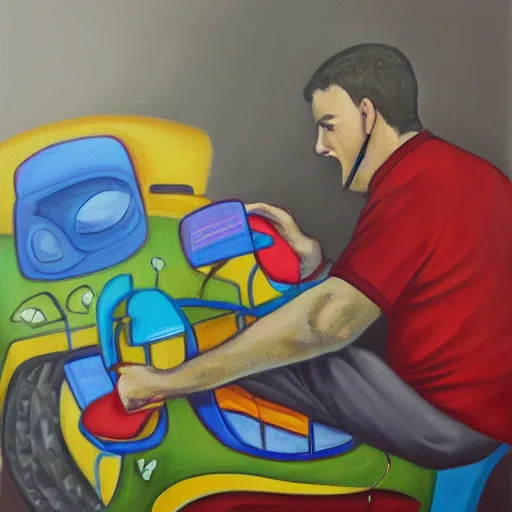 Image similar to living with autism, oil painting, high octane