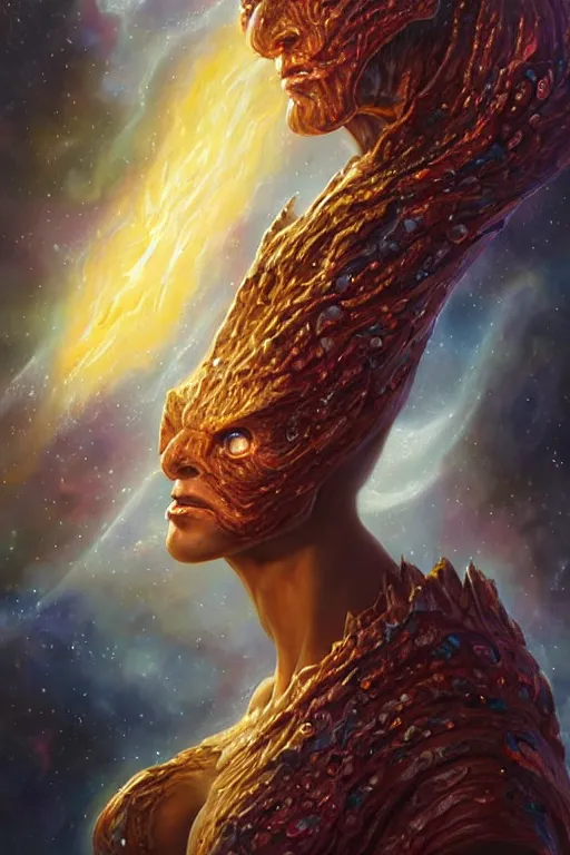 Image similar to beautiful oil painting with high detail of a wise Space ent((((((Melting)))))) made of stars and plasma, hybrid from dungeons and dragons and art direction by James Cameron ;by artgerm; wayne reynolds art station; cinematic quality character render; low angle; ultra high quality model; production quality cinema model