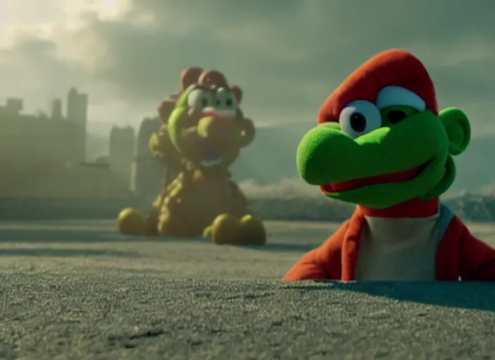 Image similar to film still of yoshi in the new sci - fi movie, 8 k