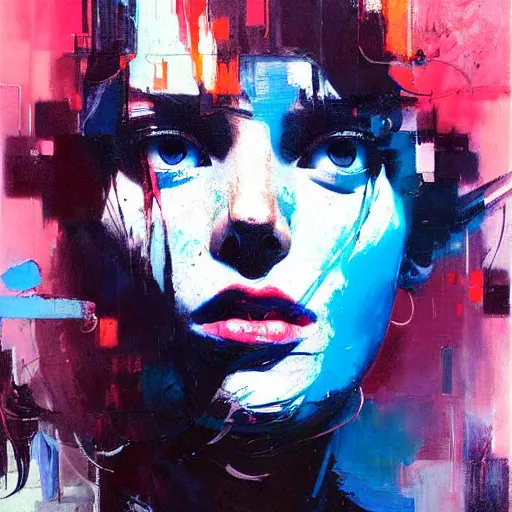 Image similar to portrait of beautiful girl sensual dancing, ecstatic, wonderful techno party, shades of blue, utopia, by by greg rutkowski, by jeremy mann, by francoise nielly, by vincent van gogh