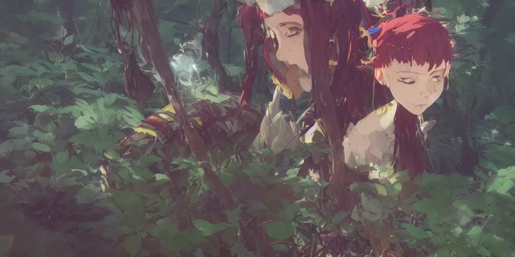 Prompt: forest shaman priest mech, illustration concept art, anime key visual, trending pixiv fanbox, by wlop and greg rutkowski and makoto shinkai and studio ghibli and kyoto animation and trigger, colorful