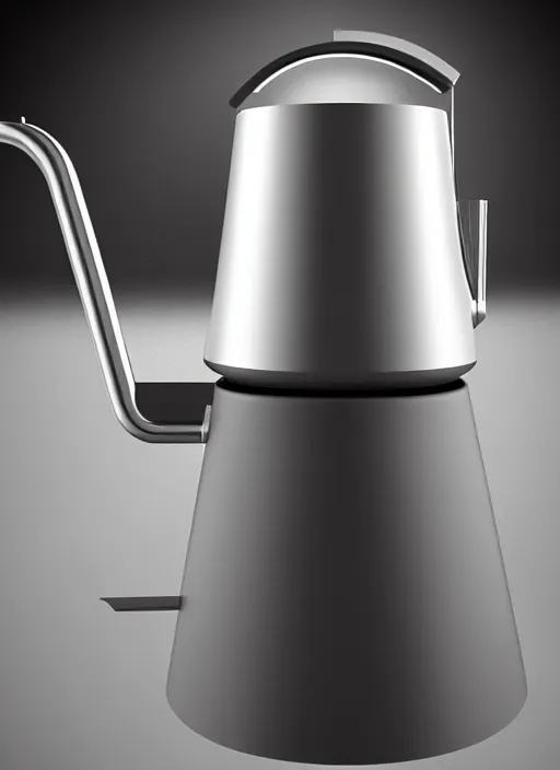 Image similar to stylish modern kettle boiling water, steam coming from spout, natural lighting, path traced, highly detailed, high quality, digital painting