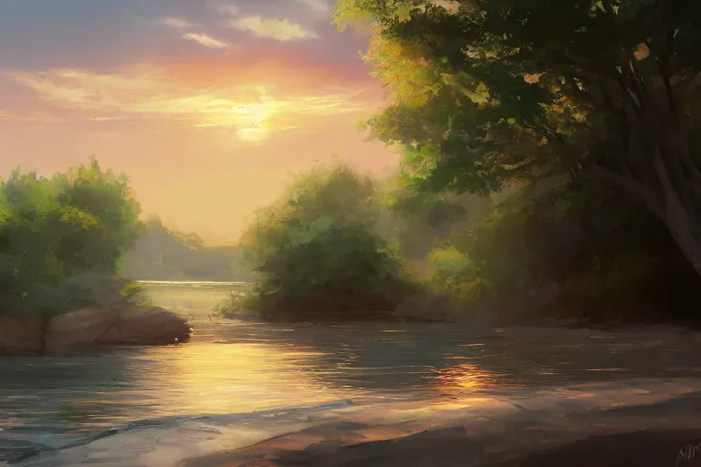 Image similar to summer river by anndr pazyniuk artstation