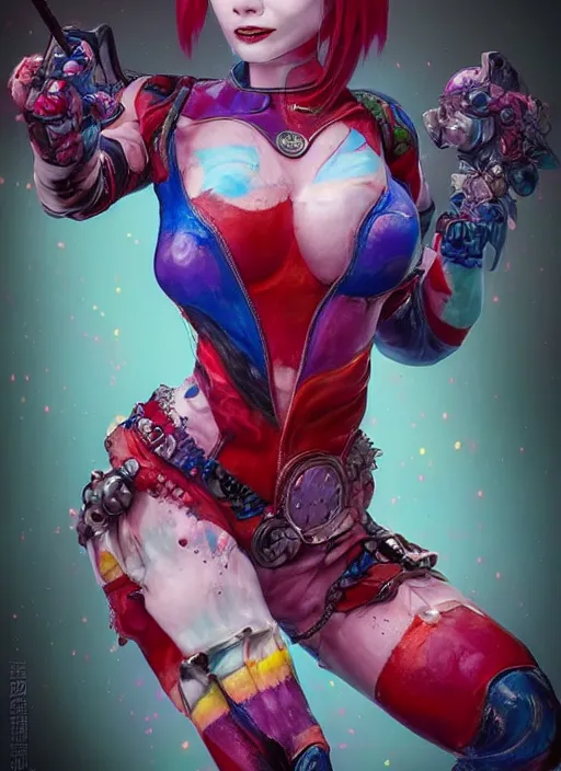 Prompt: dreamscape!!!!!, the birth of harley quin!!!, ross tran!!!, vivid colors!!, anatomical, highly detailed sculpture, intricate detailed, ommatidia, 8 k, cinematic atmosphere, post - processing