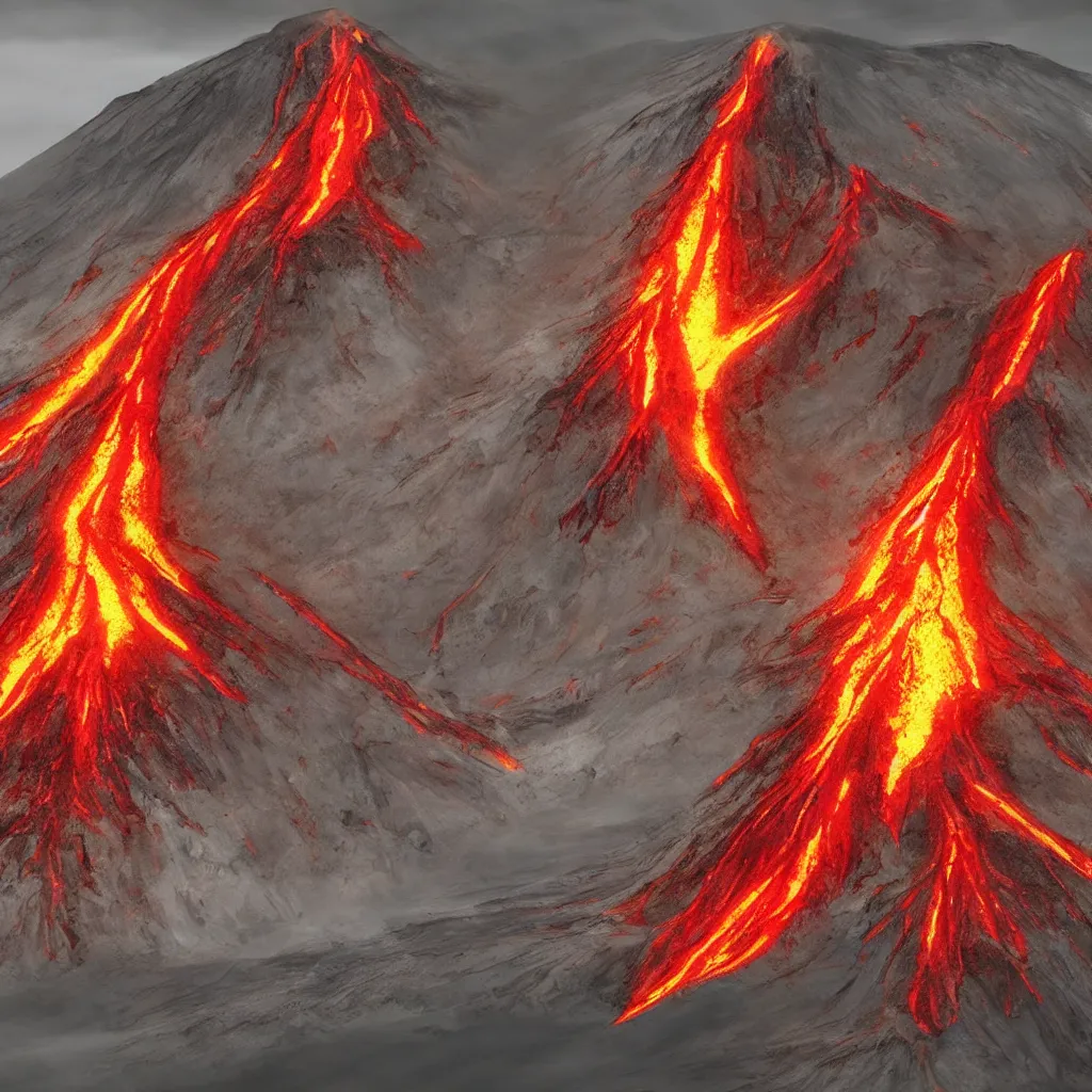 Image similar to erupting volcano graphic design, artstation, lowbrow