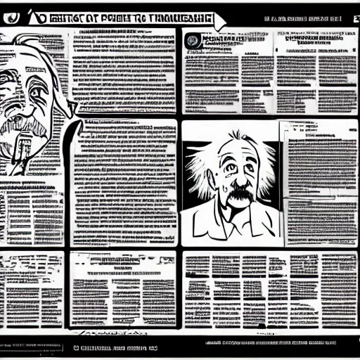 Image similar to portrait of albert einstein in front of a space - time diagram, by laurie greasley